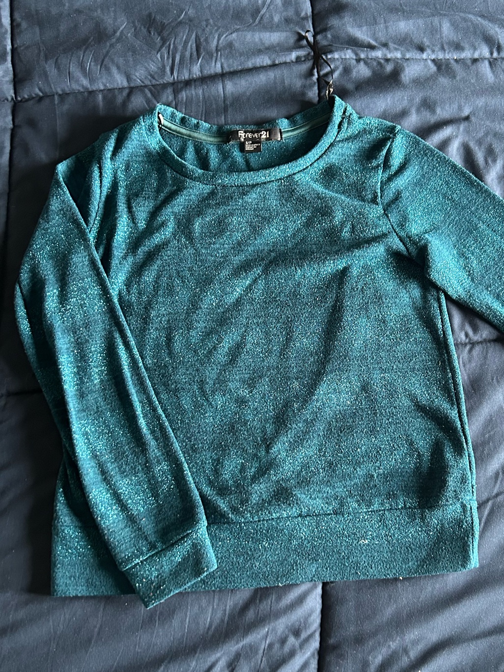 Forever 21 Teal Metallic Striped Sweater